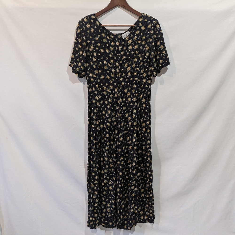 Vintage Jessica Stevens Navy Floral Romper Jumpsuit Size 9 Medium